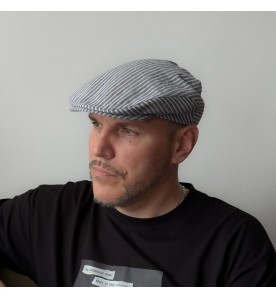 Gray Pinstripe Flat Cap –...