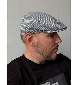 Gray Pinstripe Flat Cap –...
