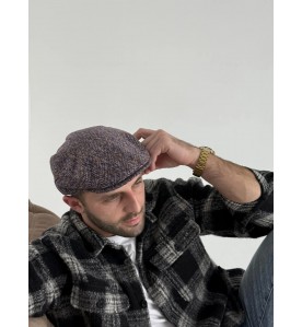 Textured Brown Flat Cap –...