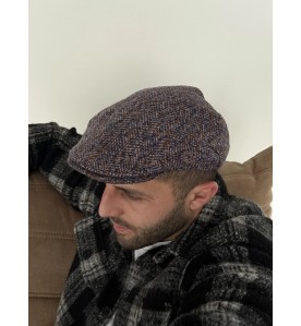 Textured Brown Flat Cap –...