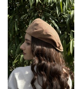 Tan Houndstooth Flat Cap –...