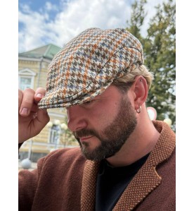 Multicolor Tweed Flat Cap –...