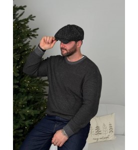 Charcoal Tweed Flat Cap –...