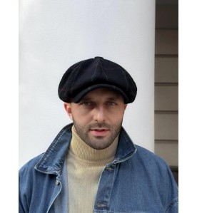 Dark Check Newsboy Cap –...