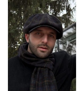 Dark Tweed Newsboy Cap –...