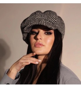 Herringbone Newsboy Cap –...