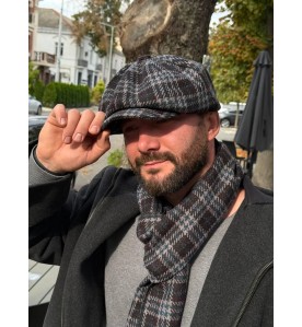 Dark Plaid Newsboy Cap –...