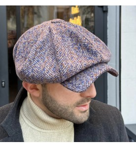Blue Herringbone Newsboy...